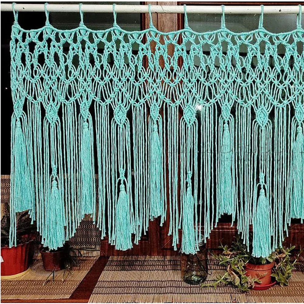 Rynx | Handwoven Macrame Curtains Tapestry Hanging Window Curtain Tassels Tapestry Bedroom Wall Art Boho Decor Door Curtain