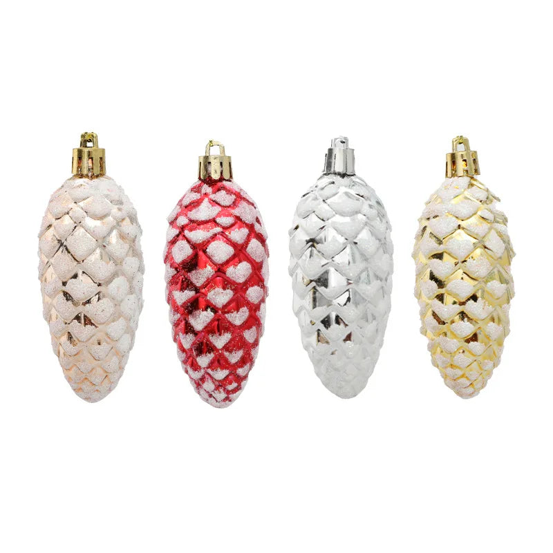 Rynx 5 pieces Christmas painted pine cone balls hanging ornaments Merry Christmas tree decoration for home Xmas ornament gift Navidad