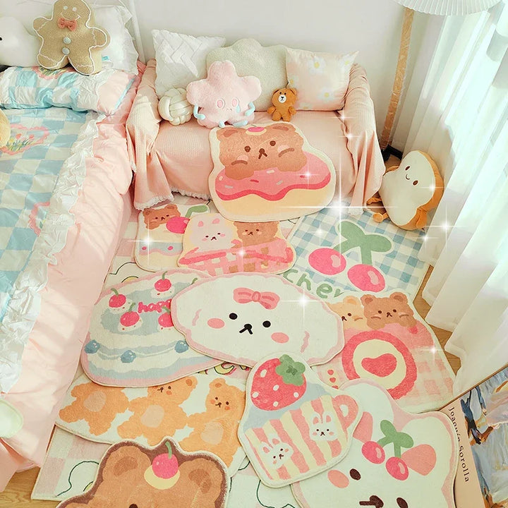Rynx | Cute Plush Bedroom Rug IG Fashion Girls Elegant Living Room Rugs Modern Cartoon Minimalist Sweet Rug Doormat Kawaii IG Home Decor