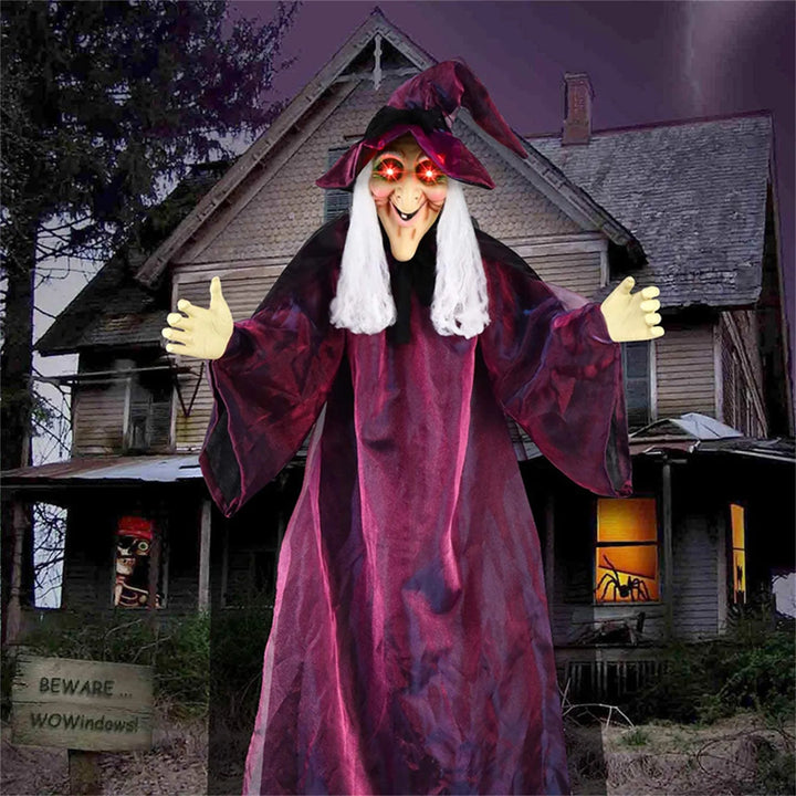 Rynx | Halloween Decoration Voice-Controlled Witch Large Hanging Cave Glowing Sound-Making Bar Ghost House Horror Decoration