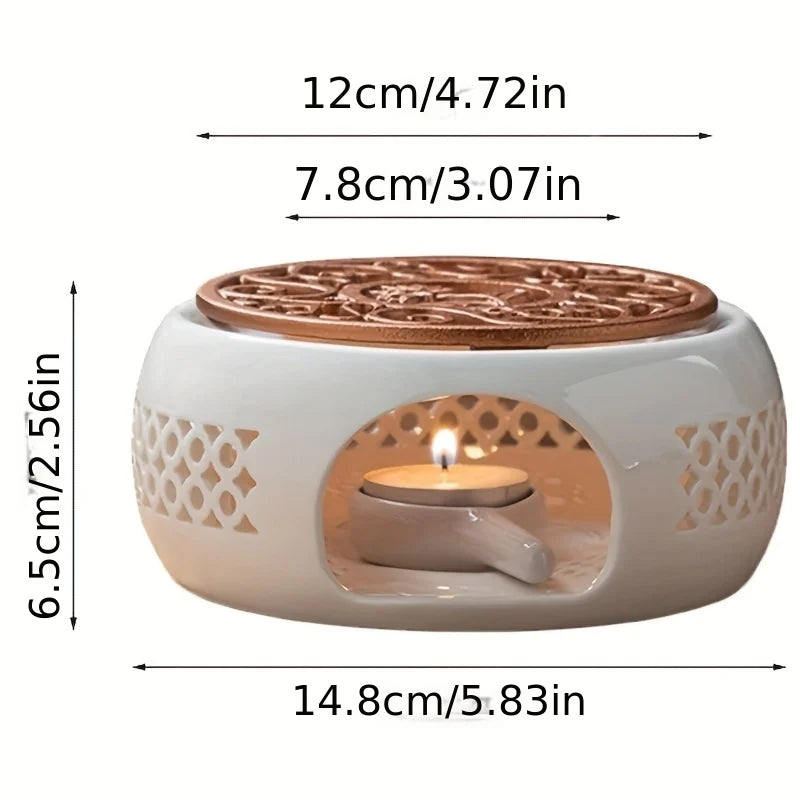 Rynx | 1pc Ceramic Teapot Heating Holder - Teapot warmer for heating tea, coffee, candle insulating base home decor