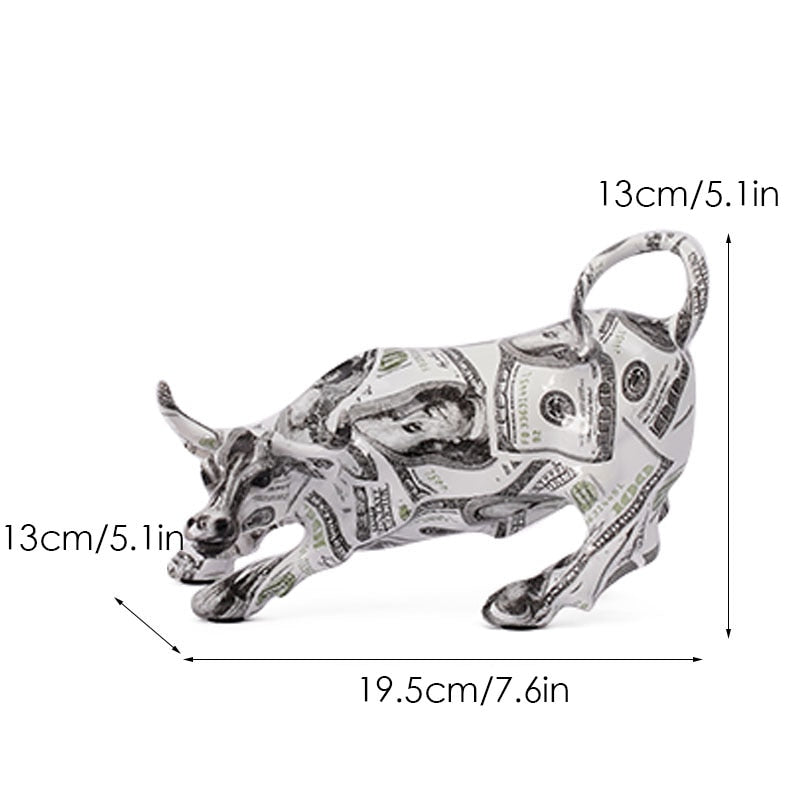 Lisslune | Graffiti-Painting Resin Bull Figures Home Living Room Bedroom Office Desktop Feng Shui Ornaments Collection Statues