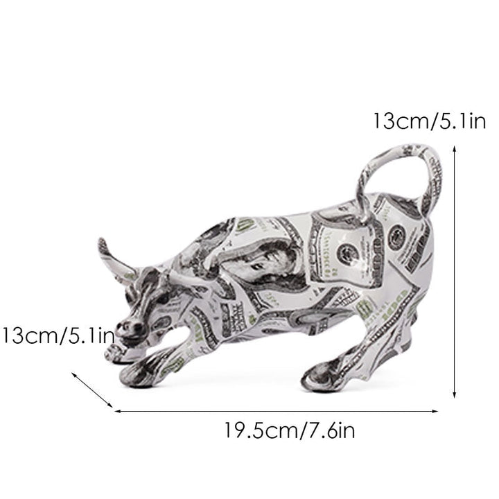 Lisslune | Graffiti-Painting Resin Bull Figures Home Living Room Bedroom Office Desktop Feng Shui Ornaments Collection Statues