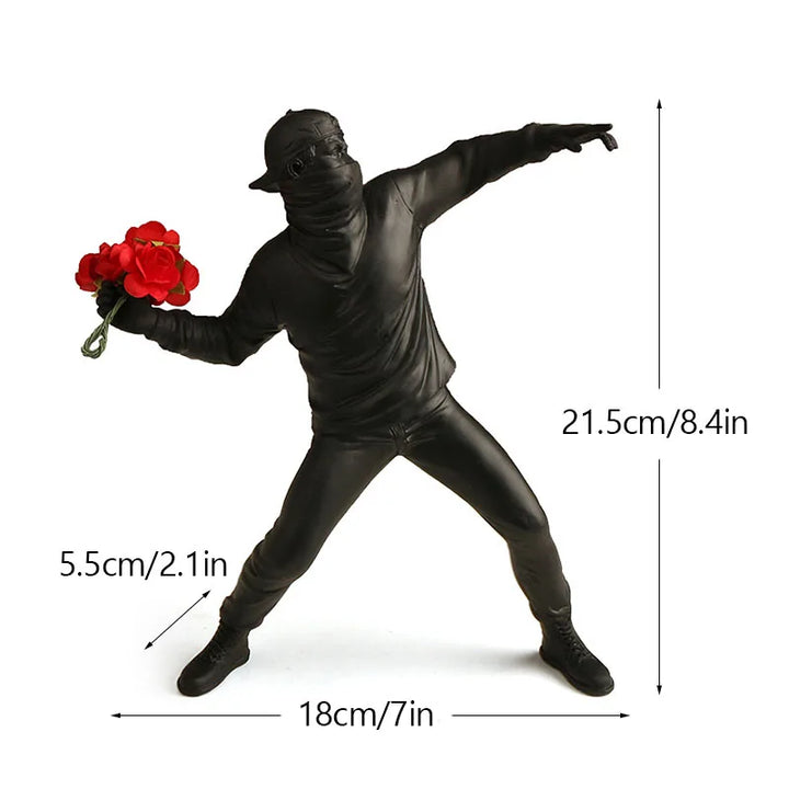 Lisslune | Dropshipping Banksy Sculpture Collection Flower Thrower Statue Pop Art Modern Balloon Girl Figurine Office Home Decoration