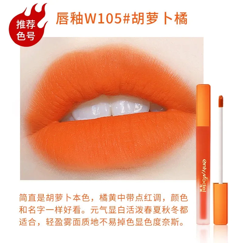 Rynx | Velvet Orange Lipstick Skin Brightening Matte Lipsticks Waterproof Long-lasting Lipstick Lip Tint Women Korean Cosmetics Lip Lacquer
