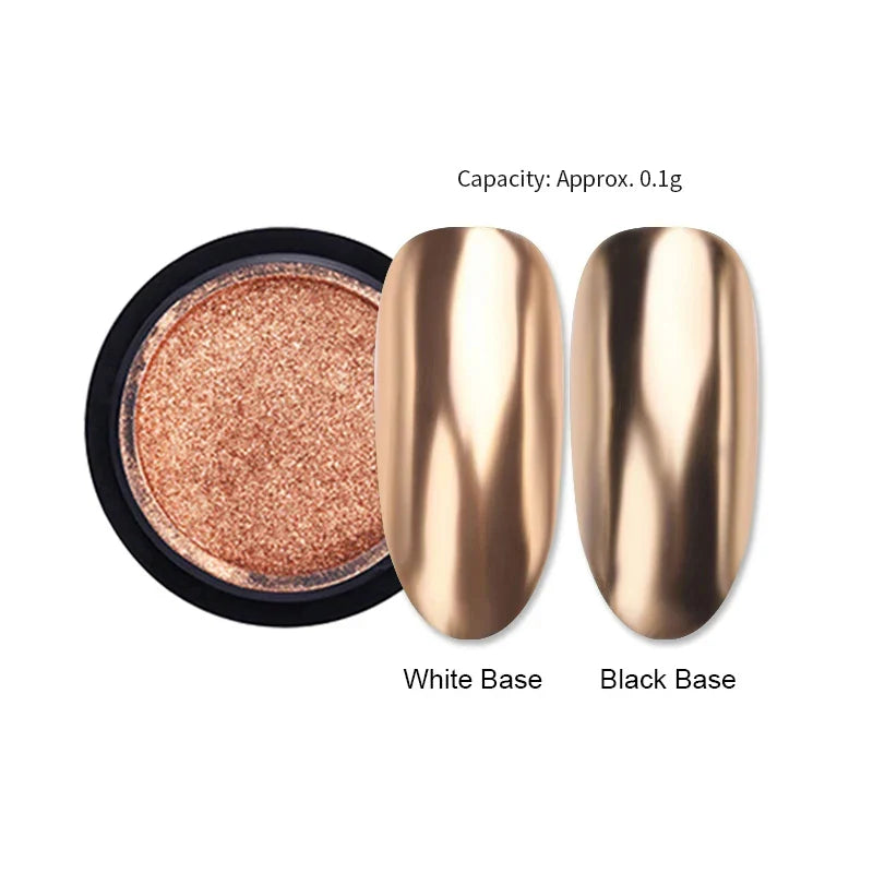 Rynx | Aurora Pearl White Nails Glitter Dust Chrome Gradient Rubbing on Powder Mirror Reflective Magnetic Pigment Nail Art Decorations