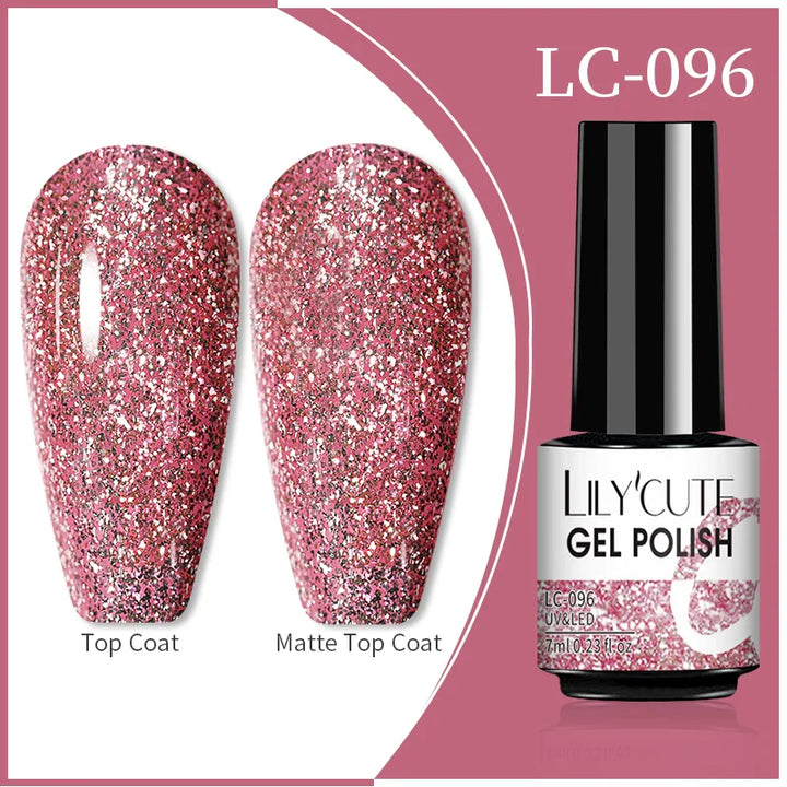 Rynx | 7ml Glitter Gel Nail Polish Semi Permanent Sequins Soak Off UV Gel Colorful DIY Nail Art Polishes