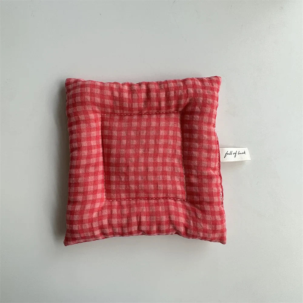 Rynx | Coffee cup placemat grid series multicolored cotton coaster fresh tablecloth heat insulating mat square insulating mat