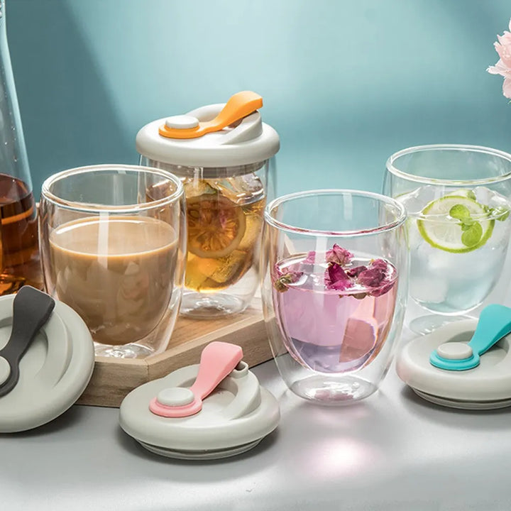 Skorter | Leak-Proof Double Wall Glass Transparent Mug