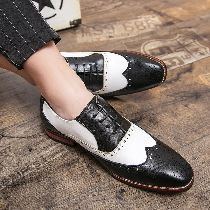 Lisslune | Men's Luxury Shoes Brogue Lace-up Casual British Style Contrast Color Oxford Office