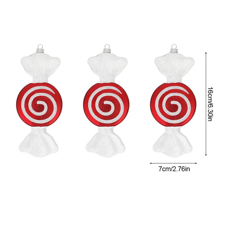 Rynx 3/6pcs Large Christmas Lollipop Red Candy Cane Pendant Xmas Tree Hanging Ball Ornament 2024 Christmas Decoration for Home New Year