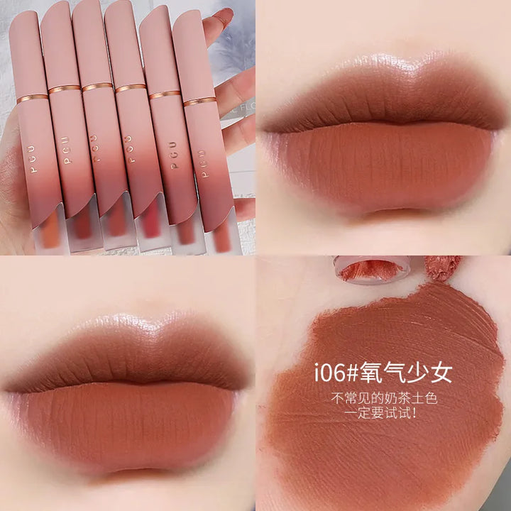 Rynx | Lipstick Matte Velvet Lip Mud Nude Matte Chocolate Lipstick Red Lip Tint Glass Korean Waterproof Long-lasting Makeup Women Cosmetics