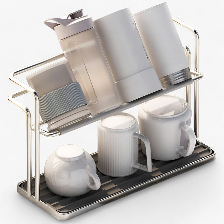 Lisslune | Double Layer Stainless Steel Cup Rack for Kitchen