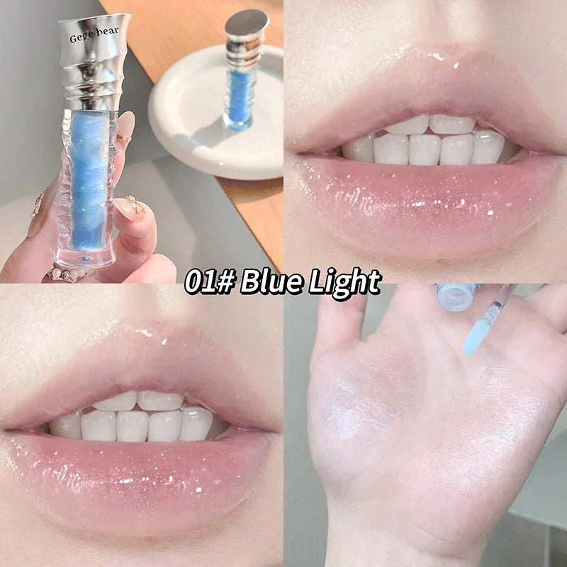 Lisslune | Wässriger, kristallklarer Jelly Lip Gloss Befeuchtet die Lippen Schimmert mit feinen Perlen Befeuchtender flüssiger Lippenstift Bringt die Lippenfarbe zum Strahlen