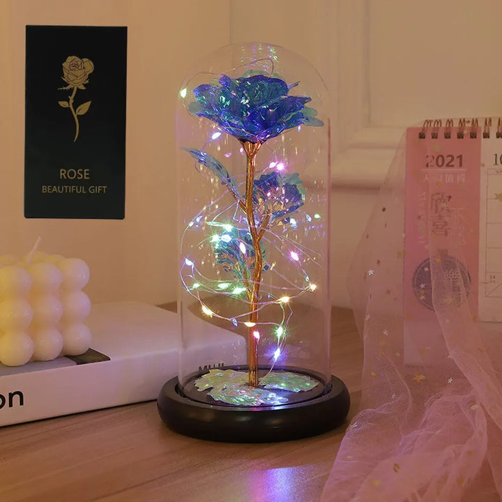 Rynx | 1pc Hot LED Enchanted Galaxy Rose Eternal Beauty Rose With Fairy Lights in Glass Dome for Valentine's Day Wedding Party Mother's Day