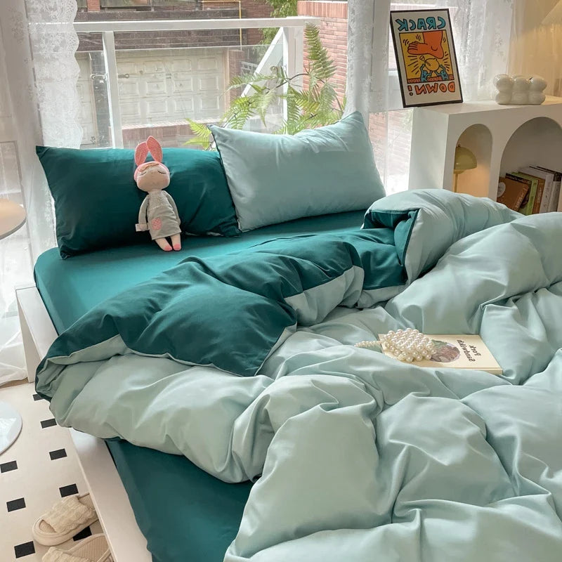 Rynx | Mashup color-grown cotton bedding set with pillowcase bed sheet single full bedding orange duvet cover queen/king double bed