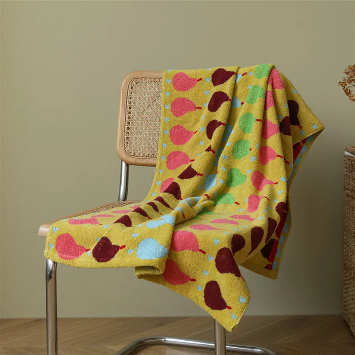 Rynx | Cute Fruit Pear Pattern Cotton Soft Face Towel for Kids Absorbent Bath Towel Comfortable Cotton Household Towel Beach Towels