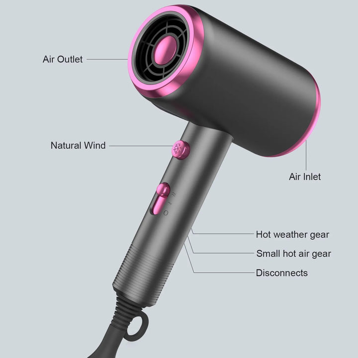 Lisslune | AirGlide | Hair Dryer with Ionic Diffuser | Portable and Safe