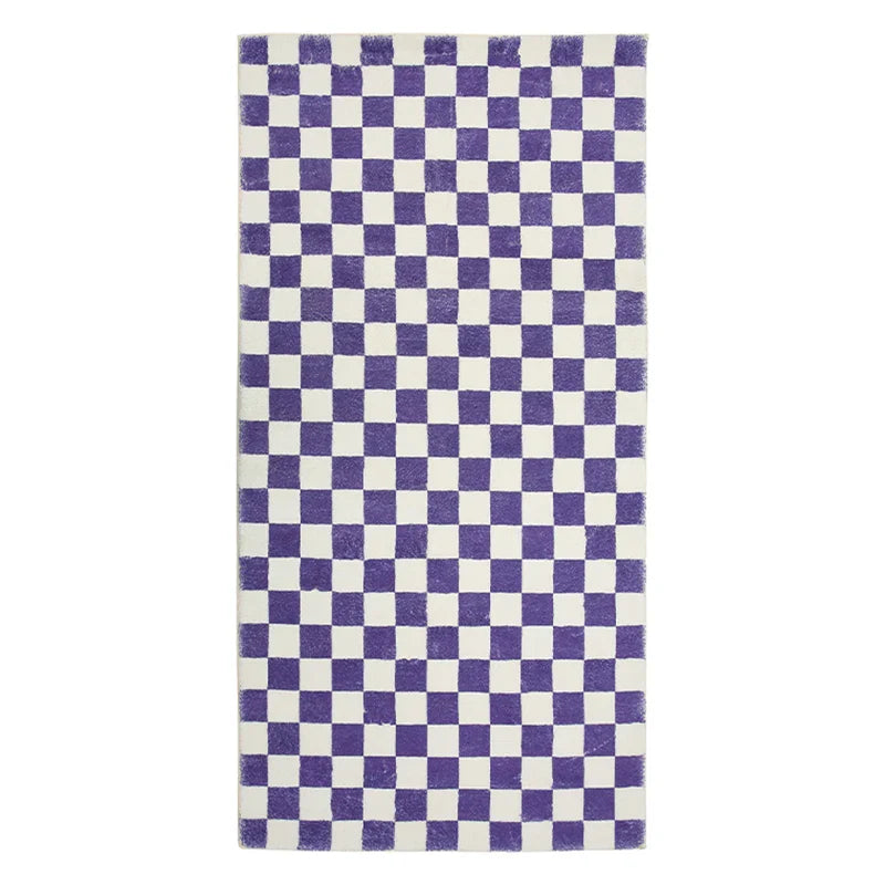 Rynx | Lavender Color Luxury Checkerboard Rug Bedroom Decoration Rugs Living Room Rug Bathroom Door Mat Non-Slip Rugs Rug IG