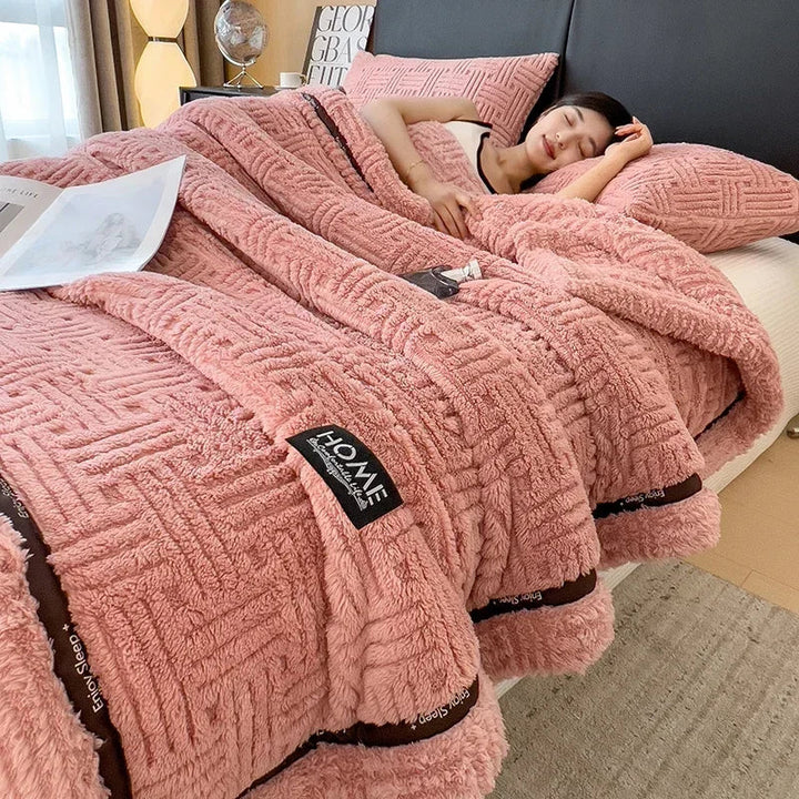 Rynx New Half-Side Fleece Autumn Winter Blanket Soft Fluffy Maternal and Child Grade Comforters Warm Breathable Sofa Cover Blanket