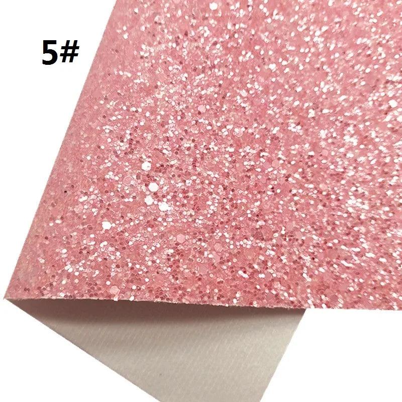 Lisslune | Sparkling Pink Chunky Glitter Synthetic Leather Craft Sheets - Essential for DIY Creators