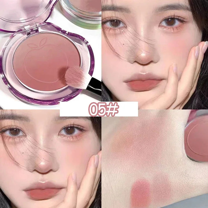Rynx | Peach Pink Blusher Matte Purple Cheek Color Blush Make-up Durability Brightness Face Silky Smoothness Blush Powder Palette Cosmetics