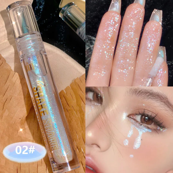 Rynx | Purple Blue Glitter Liquid Highlighter Water Light Diamond Polarized Liquid Eye Color Bright Crystal Gloss Palette Cosmetics