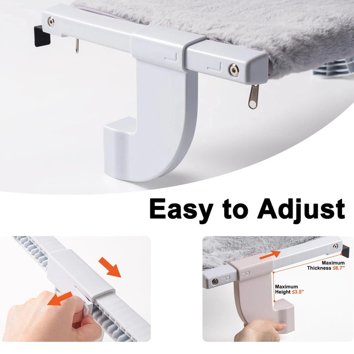 Lisslune | Adjustable Cat Window Lounge - Light Portable Perch for Bird Watching & Sunbathing, 55x35x18 cm, 1.3kg