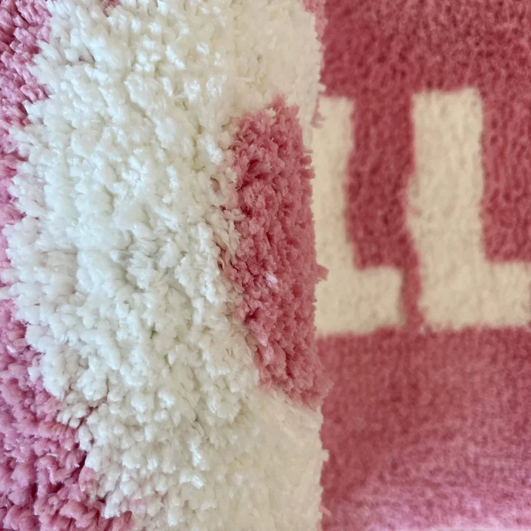 Rynx | Pink and Blue Chill Pill Flocking Rug Oval Tufted Rug Bath Mat Door Mat Home Decor Rug Camping Mat Waterproof Non-Slip