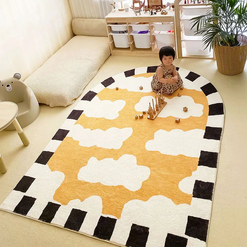 Rynx | Arch Cloud Living Room Rug Sweet Children's Room Rug Fluffy Soft Playroom Rug Oversized Cartoon Rug Wallpaper Carpet