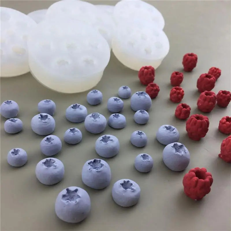 Rynx | 3D Blueberry Raspberry Candle Mold Simulation Fruit Fondant Silicone Mold DIY Chocolate Cookie Baking Mold Cake Decoration Tool