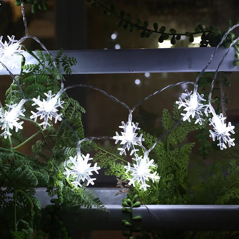 Rynx | 1/3/6M LED Snowflake String Lights Battery/USB Power Copper Wire Garland Light New Year Garden Wedding Living Room Decoration