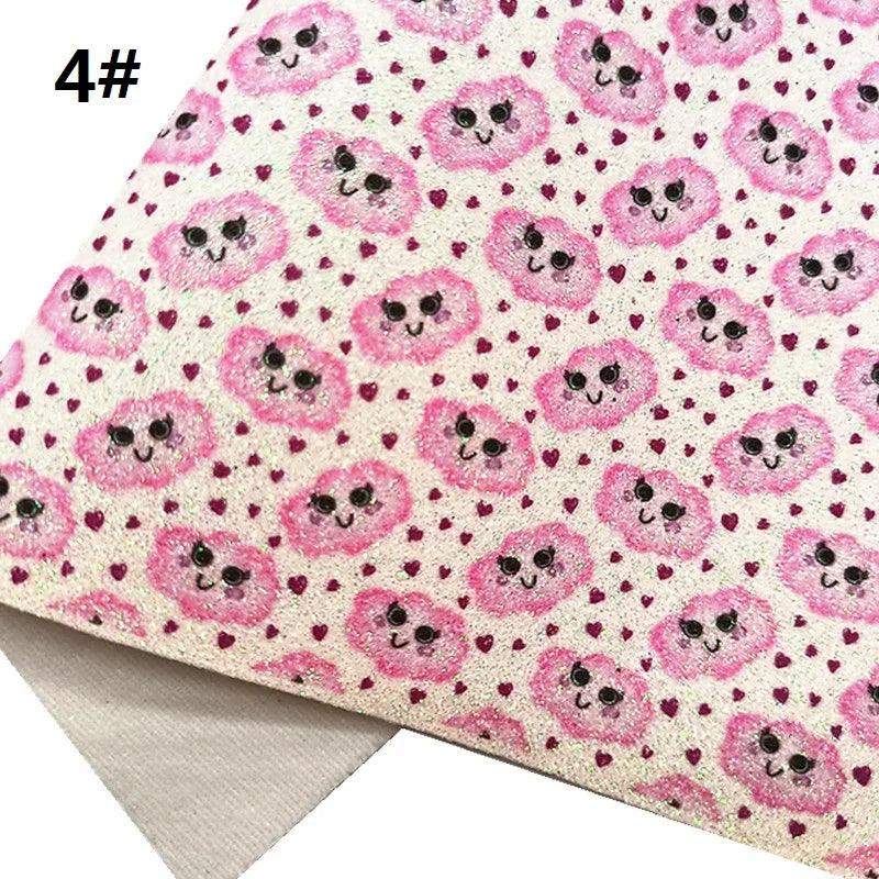 Lisslune | Sparkling Pink Heart & Cloud Synthetic Leather Crafting Sheet - Ideal for DIY Projects