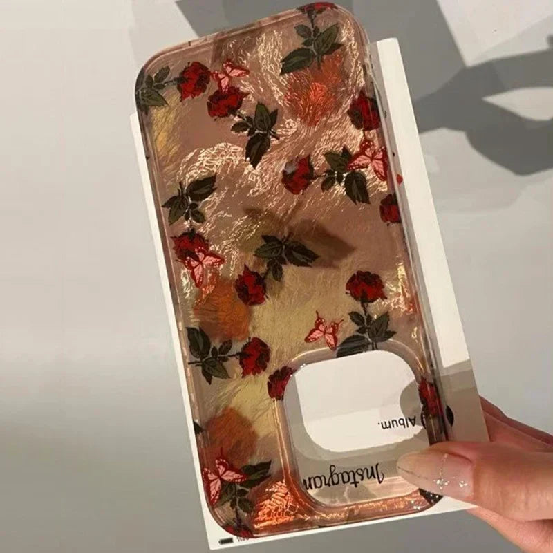 Lisslune | Braune Unterblattmuster-Handyhülle für iPhone 16e Hüllen iPhone 16 Pro Max 15 14 13 12 11 XS X XR 7 8 Plus Stoßfest TPU-Hülle