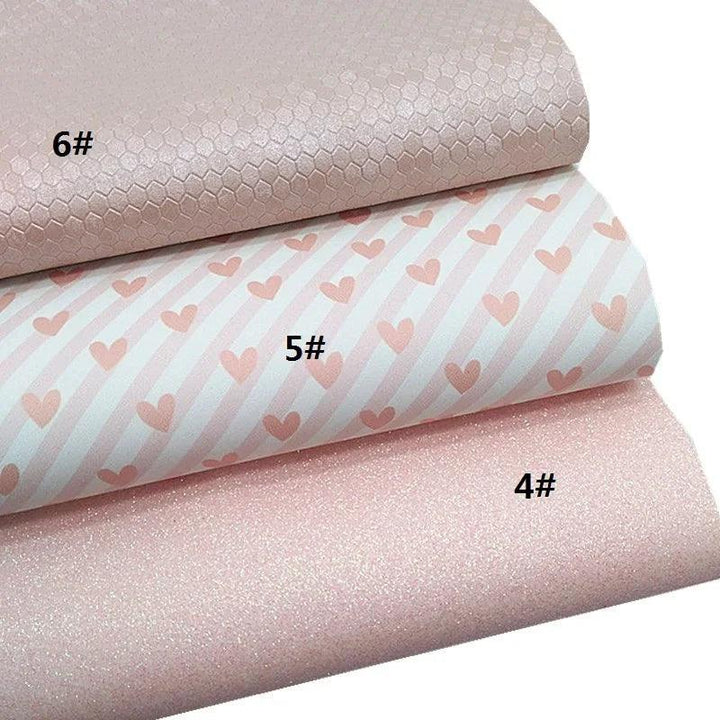Lisslune | Chic Pink Leather Craft Sheets - Elegant Honeycomb and Heart Designs for Inspiring DIY Creations