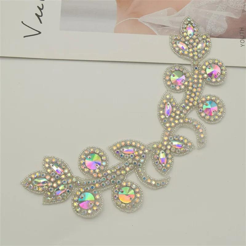 Lisslune | Shining Silver Rhinestone Flower Appliqué: Elegant Fashion Upgrade Accessory