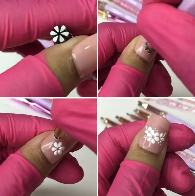Rynx | 4/6/10Pcs Pink Nail Art Stamper Pen Nail Art Stamper Pen Craft Nail Art Flower Stamper Nail DIY Graffiti Stamper Pen Dotting Tools