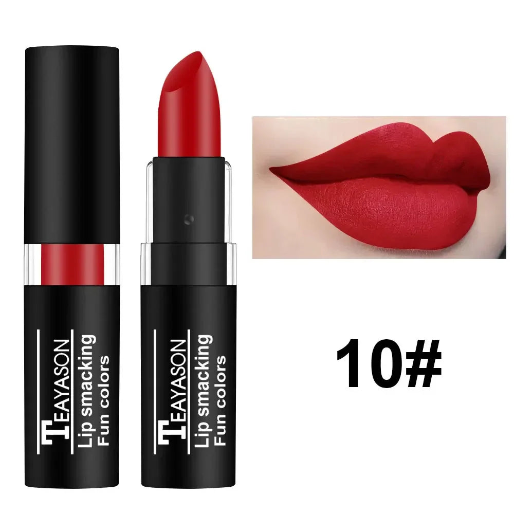 Rynx | 12 Colors Matte Nude Lipsticks Waterproof Black Blue Velvet Lipstick Long-lasting Sexy Vampire Red Halloween Party Makeup Lipsticks