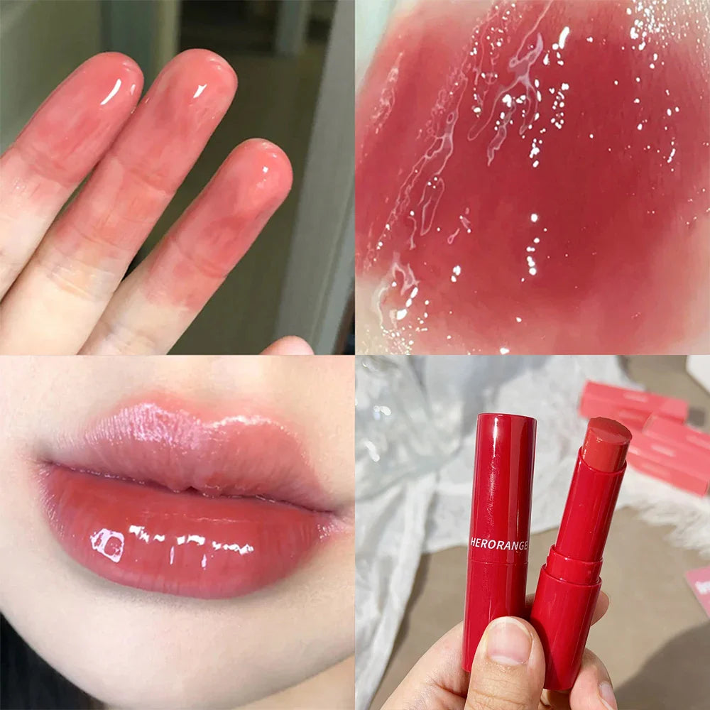 Rynx | Tinted Moisturizing Lipstick Waterproof Mirror Jelly Cherry Red Lip Lacquer Long-lasting Non-Sticky Cup Clear Solid Lip Gloss Cosmetics