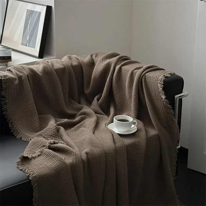 Lisslune | Solid color cotton sofa blanket