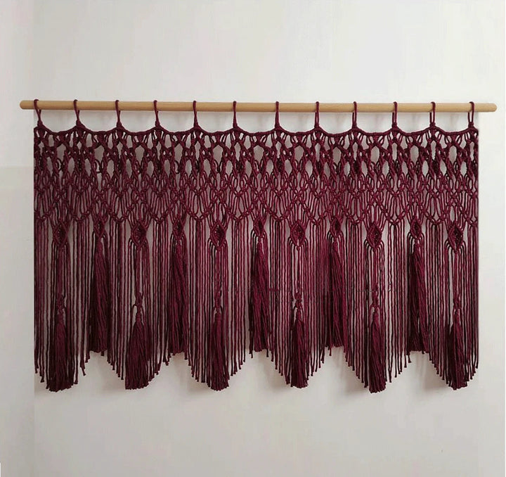 Rynx | Handwoven Macrame Curtains Tapestry Hanging Window Curtain Tassels Tapestry Bedroom Wall Art Boho Decor Door Curtain