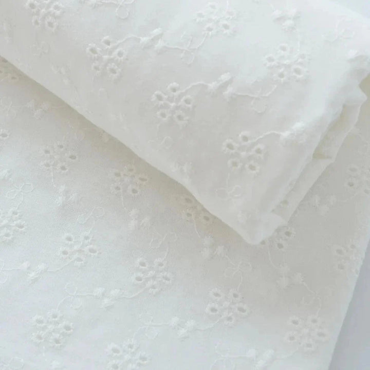 Lisslune | Elegant 100% Cotton White Lace Material
