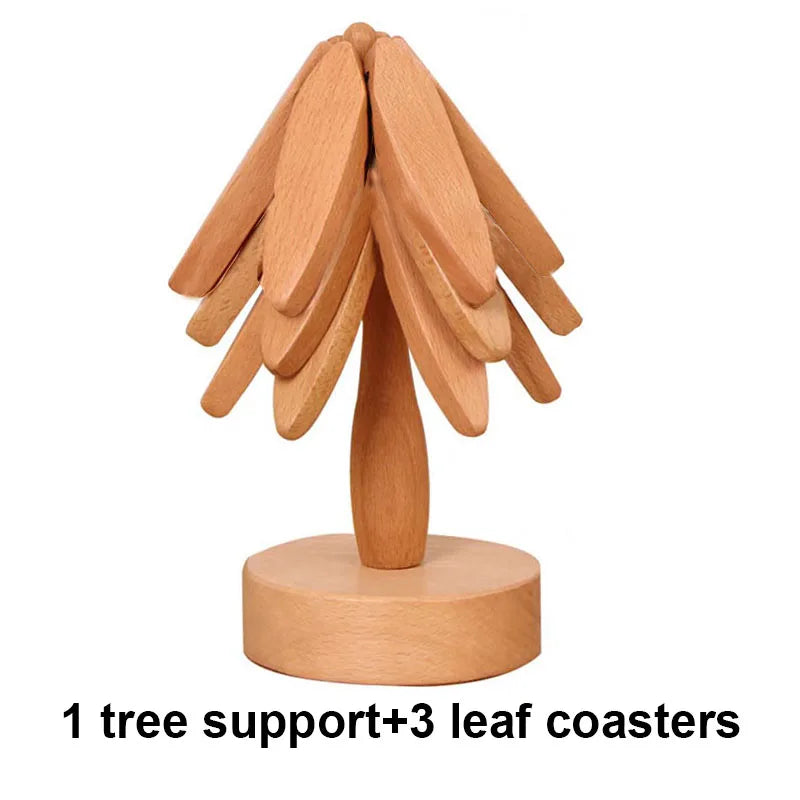 Lisslune | Wooden Tree Heat Resistant Coaster Set