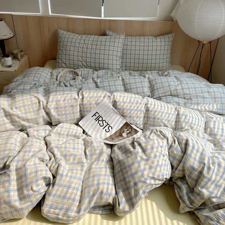 Rynx | 100% Cotton Soft Bedding Set Striped Print Duvet Cover with Pillowcase Bedding Bedspread Pillowcases Duvet Sets