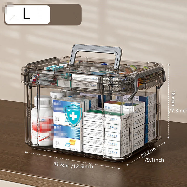 Rynx | Multifunctional Plastic All-in-One Medical Organizer - Transparent Waterproof Medical Storage Box, Medication Container
