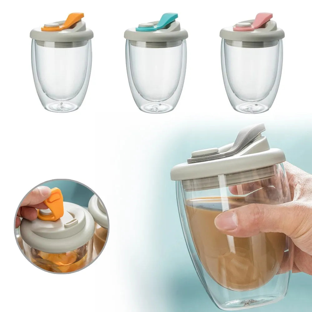 Skorter | Leak-Proof Double Wall Glass Transparent Mug