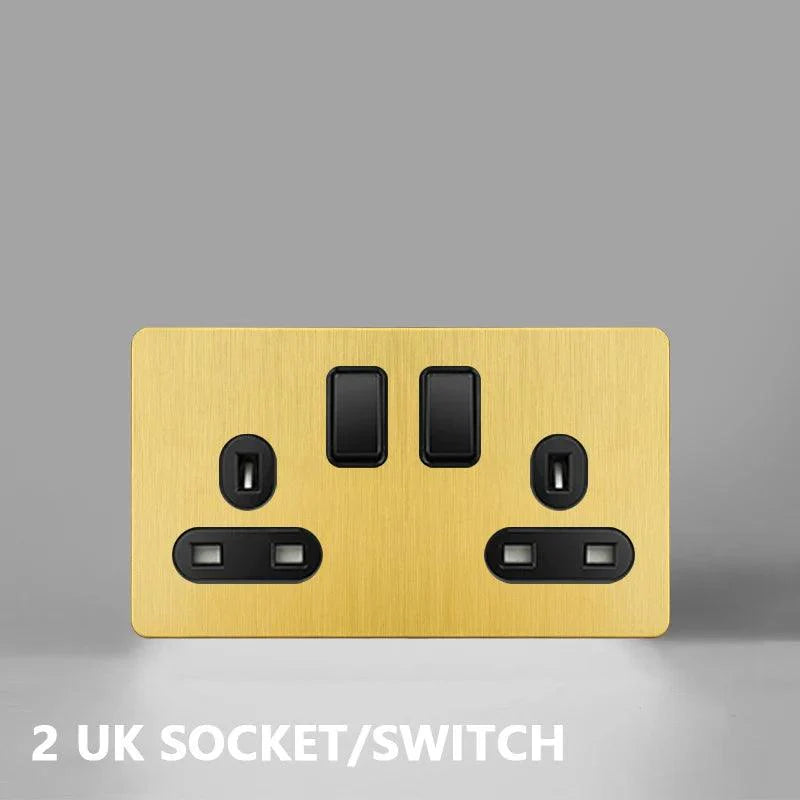 Lisslune | Luxurious Gold Dimmer Switch Set with USB Charging Port - Perfect for French/EU Plugs