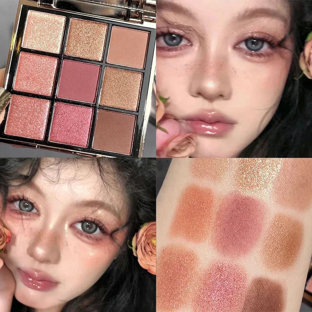 Rynx | New Glitter Eyeshadow Palette Pink Brown Pearl Gold Matte Shadows Nude Long-lasting Highlighter Powder Shiny Eye Cosmetics