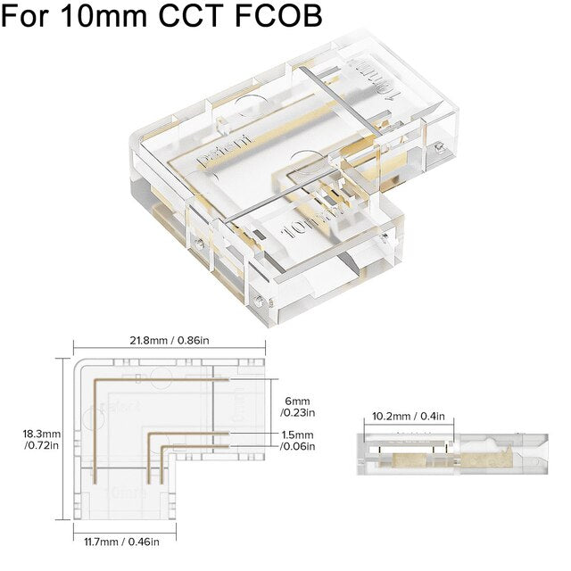 Lisslune | L Shaped Transparent LED Strip Connector