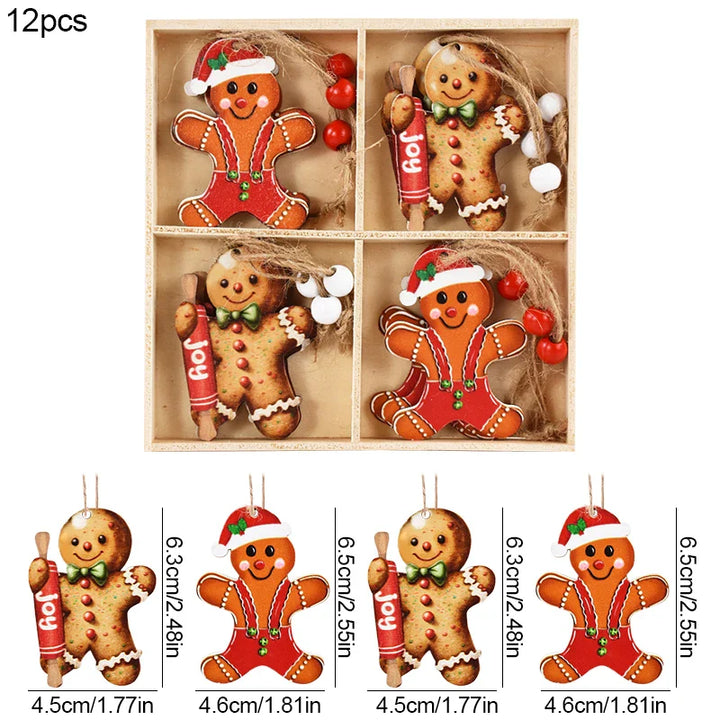 Rynx Christmas Wood Pendant Gingerbread Man Gnome Christmas Tree Hanging Decoration Noel Navidad Decorations for Home New Year Gift